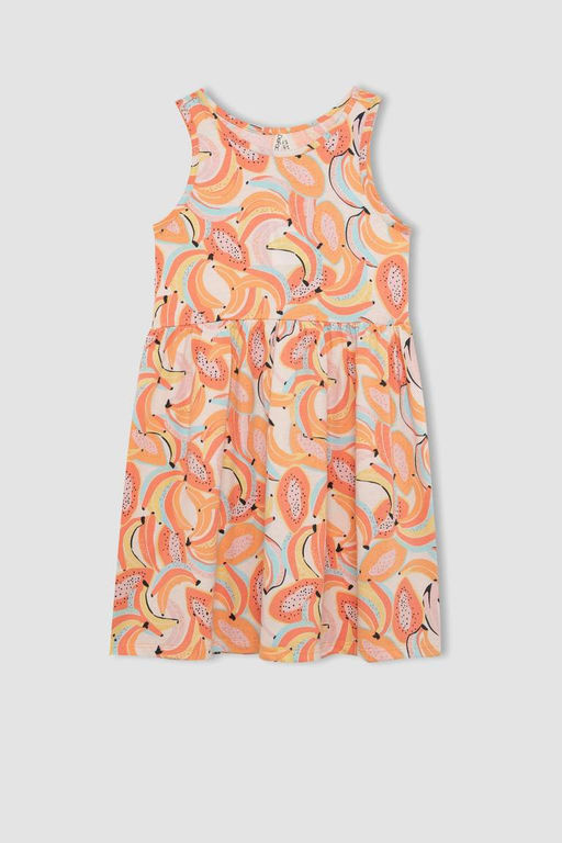 Платье без рукавов с рисунком для девочки - Defacto фото 5
