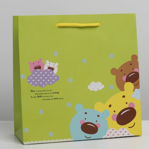 Цена за 5 шт. Пакет подарочный, упаковка, «Три медведя», 20×20×8 см