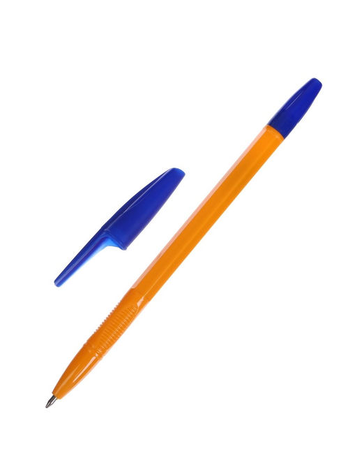 Цена за 100 шт. Ручка шариковая 0.7 мм, стержень синий, корпус оранжевый с синим колпачком - Calligrata фото 3
