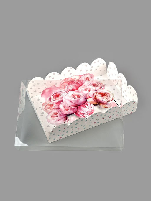 Цена за 5 шт. Коробка для печенья, кондитерская упаковка с пластиковой крышкой, Счастье ждет тебя, 20?30?8 см