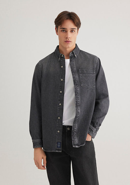 Jayden Classic Denim Antrasit Jean Gomlek - Mavi фото 3