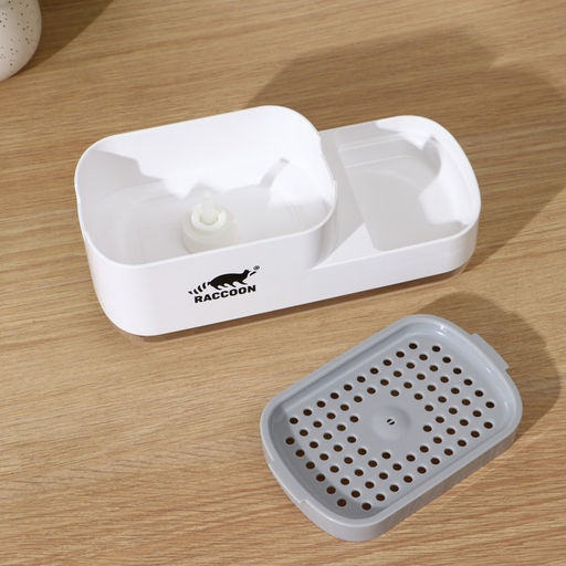 Дозатор для моющего средства с подставкой для губки Raccoon, 550 мл, губка в комплекте, белый