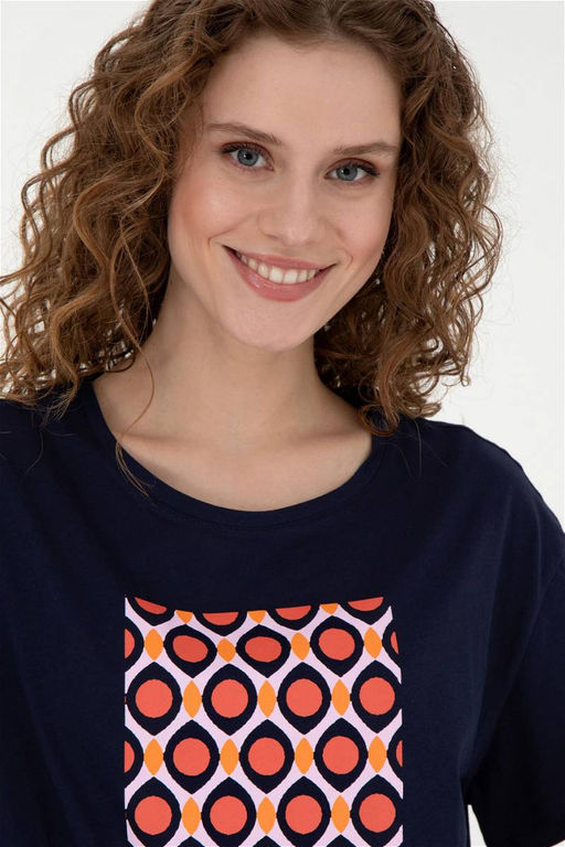 Женская темно-синяя футболка с круглым вырезом - U.s. polo assn фото 2