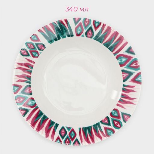 Тарелки Доляна Askım, 18 предметов: 6 тарелок d=20 см, 6 тарелок d=25 см, 6 тарелок глубоких 340 мл, фарфор, разноцветные