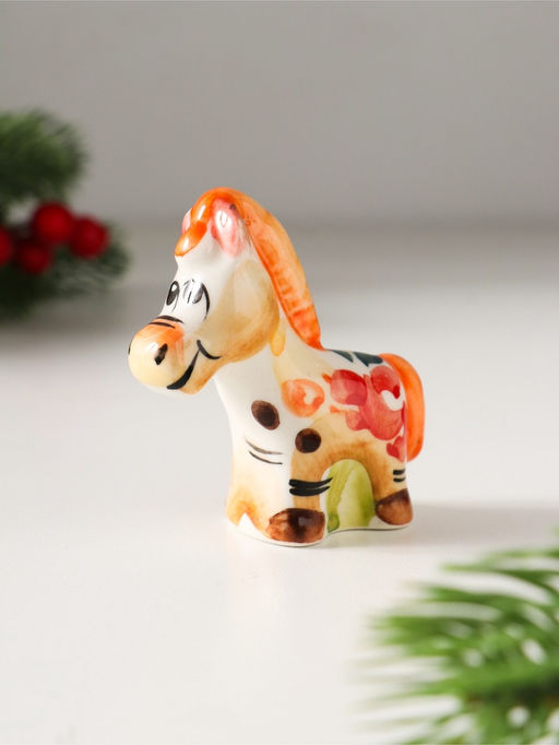 Фигурка фарфор Конь Глазастик, 6?6?2 см, гжель, цветная, МИКС