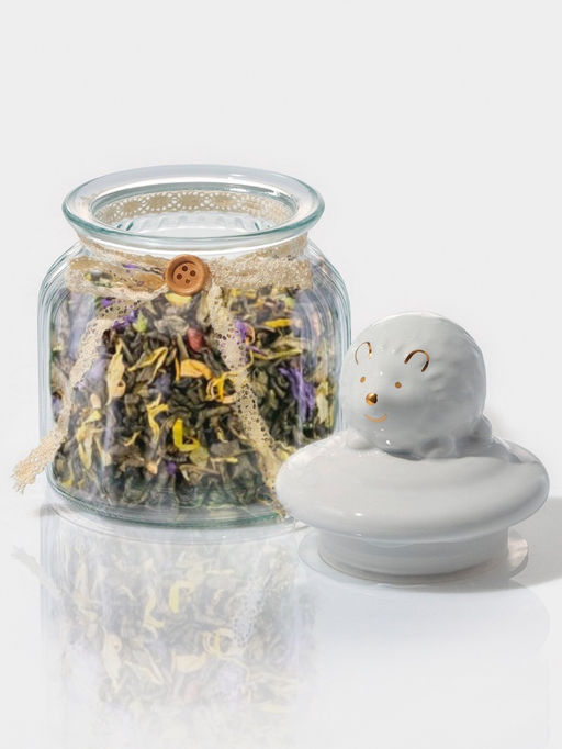 Банка для сыпучих Доляна «Ёжик в золотом», 600 мл, с керамической крышкой, стекло, прозрачная