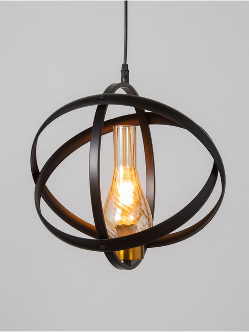 Светильник «Орбиталь» 1×40 Вт, Е27, 33×33×33(+100)см, чёрный/бронза/медь