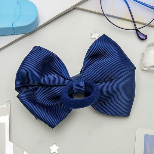 Цена за 6 шт. Бант для волос на резинке «Школьница», ромашка классик, 11 см, синий