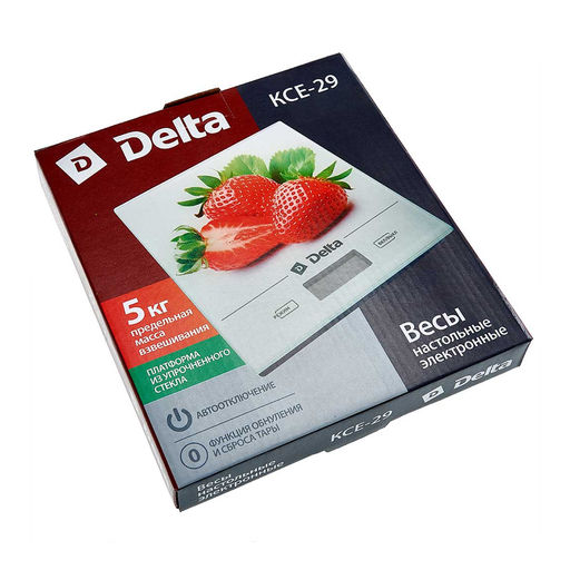 Весы настольные кухон. электр. DELTA "Клубника" 5кг стекло арт. КСЕ-29