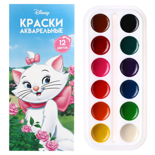Акварель медовая «Кошечка Мари», 12 цветов, в картонной коробке, без кисти