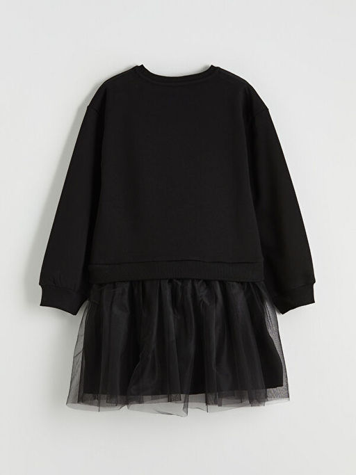 Bisiklet Yaka Ta?l? K?z ?ocuk T?t? Elbise