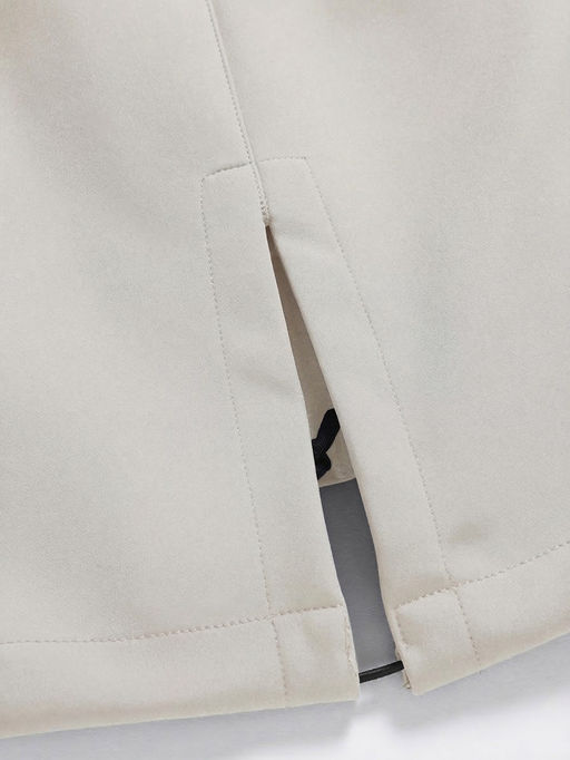 Парка женская софтшелл виндстоппер удлинённая с капюшоном белого цвета 9618_1Bl