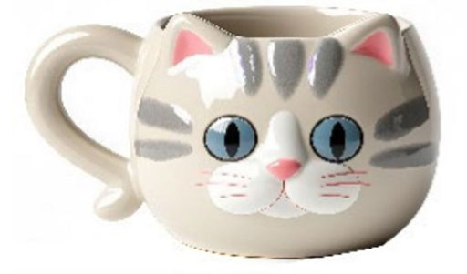 Кружка керамическая Blue eyed cat, grey (410 мл)