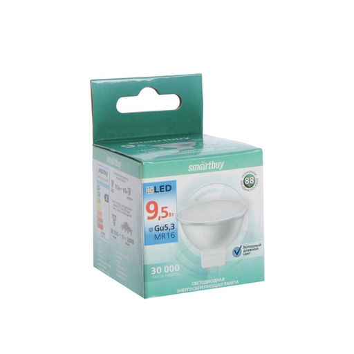 Цена за 3 шт. Лампа светодиодная Smartbuy, GU5.3, 9.5 Вт, 6000К, холодный белый свет