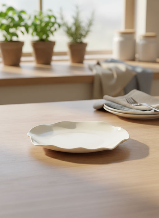 Тарелка закусочная, 20 см, фарфор P, белая, Волнистый край, White ocean - Anna lafarg фото 9