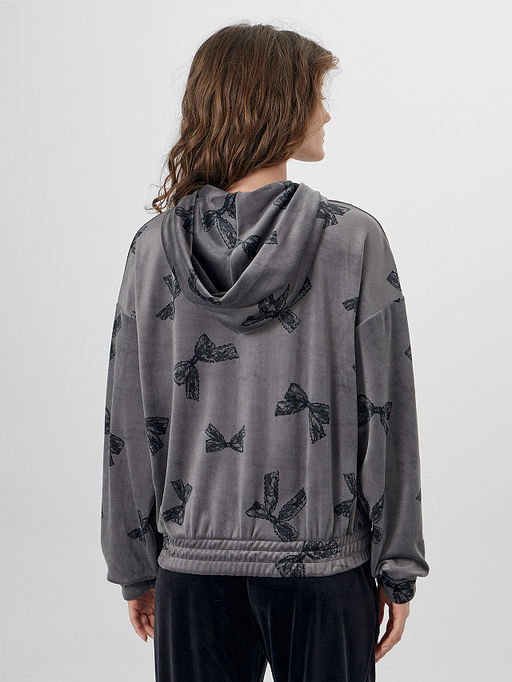 Толстовка женская велюровая серая с узором бантики - Mark formelle фото 2