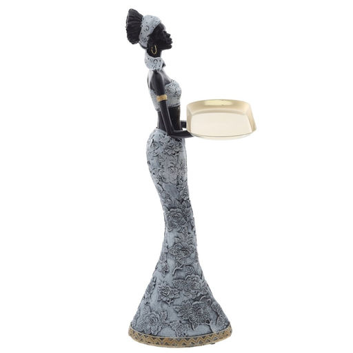 Фигурка декоративная "Африканка" с подносом, L22,5 W16,5 H45 см