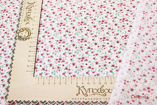Ситец "Цветики" (ярко малиновые на белом), ш.0.95м, хлопок-100%, 100гр/м.кв