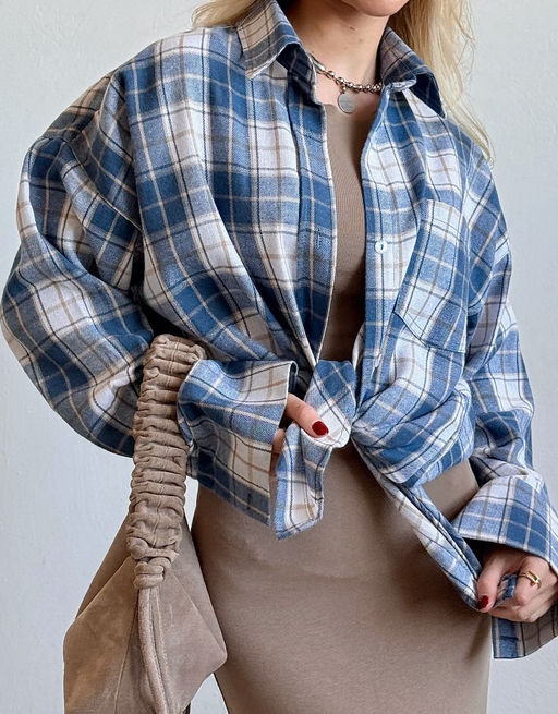 K13010 Рубашка OVER SIZE СИНИЙ