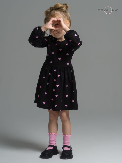 Платье Моана розовые сердечки на черном - Sovalina фото 19
