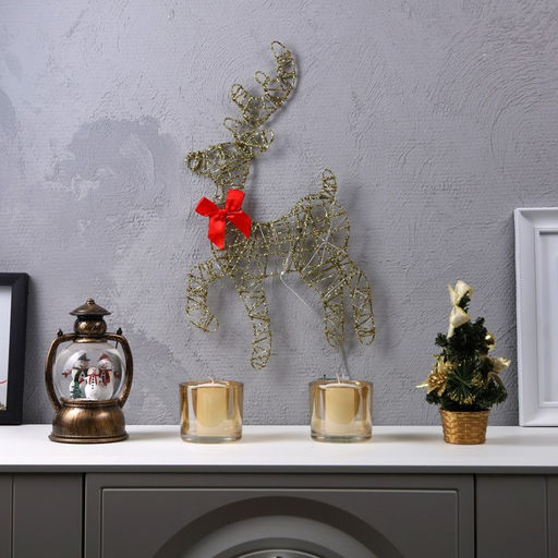 Светодиодная фигура «Олень» 28×47.5 см, металл, от батареек ААх3, свечение тёплое белое