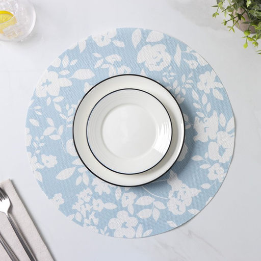 Набор салфеток сервировочных Доляна Акварель. Круг, 4 шт, d=38 см, цвет голубой  фото 2