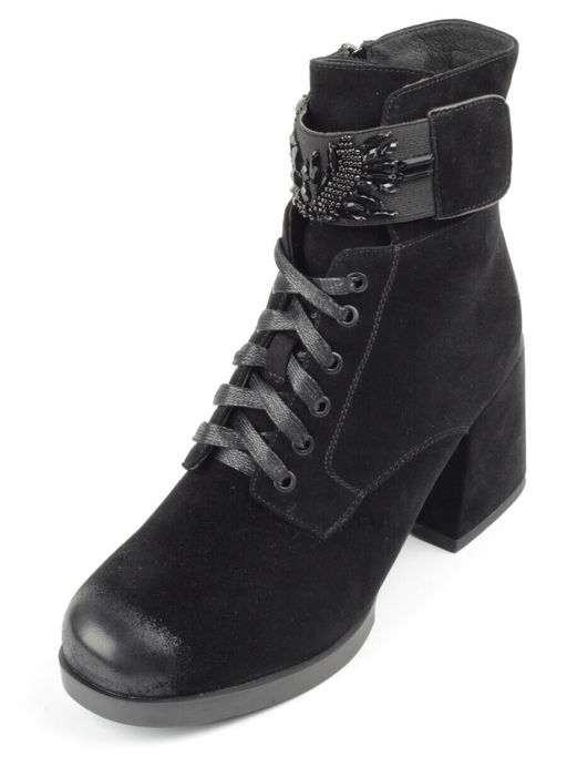 04-XR135-1 BLACK Ботинки зимние женские (натуральная замша, натуральный мех)