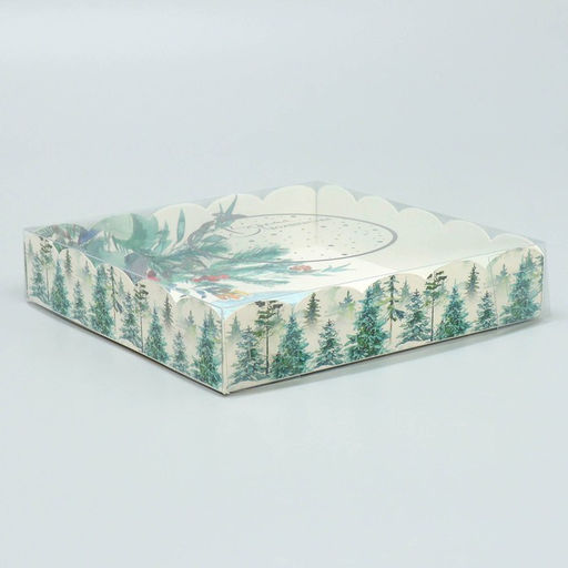 Цена за 5 шт. Коробка для кондитерских изделий с PVC крышкой «Зима», 15 х 15 х 3 см