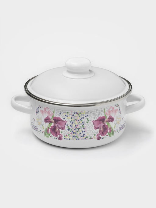 Кастрюля эмалированная «Мозаика», 2 л, d=18 см, индукция, белая