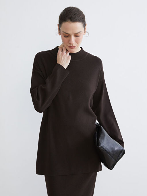 Yar?m Bal?k?? Yaka Kad?n Triko Kazak