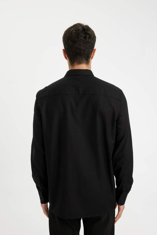 Оксфордская рубашка с воротником поло и длинным рукавом стандартного кроя - Defacto фото 13