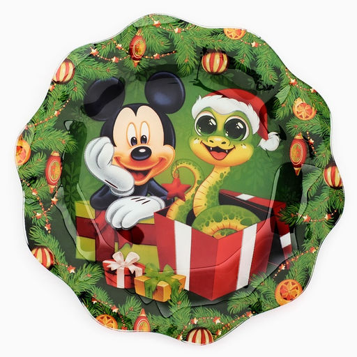 Тарелка стеклянная новогодняя «Новогодний сюрприз», Микки Маус, 23 см