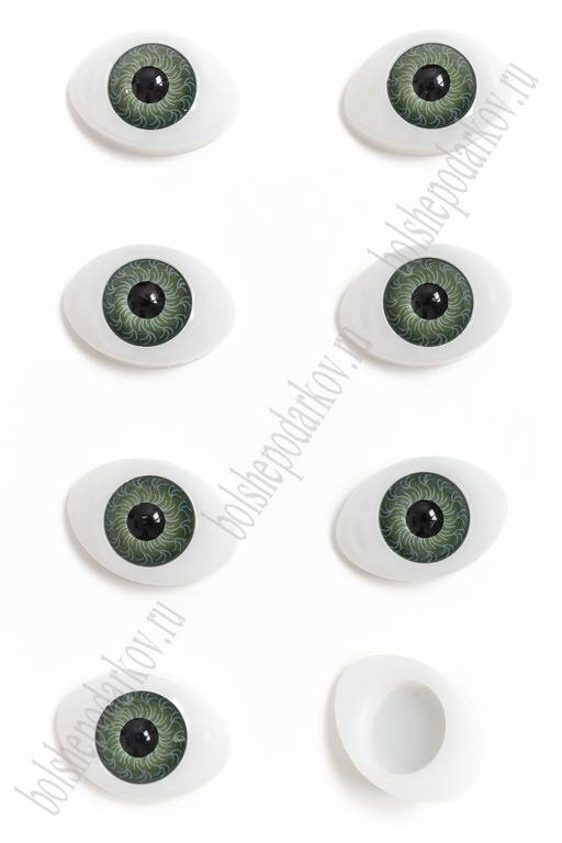 Фурнитура "Глазки объемные" 24*17 мм (20 шт) SF-3079-1-2, зеленые