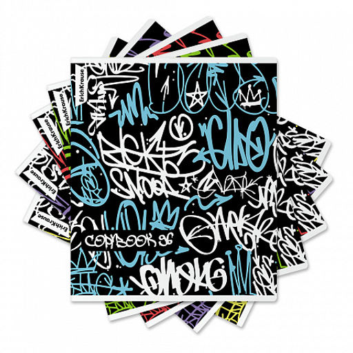 Цена за 5 шт. Тетрадь общая ученическая ErichKrause Graffity, 96 листов, клетка,матовая ламинация+выборочный лак_MIX-PACK