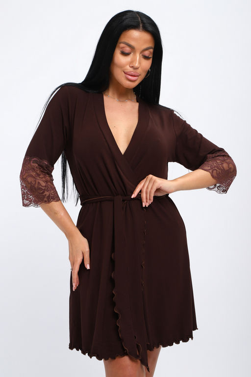 Халат женский из вискозы Адель Нуар шоколад - Амадэль фото 2