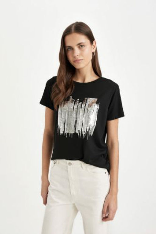 Regular Fit Bisiklet Yaka K?sa Kollu Tisort