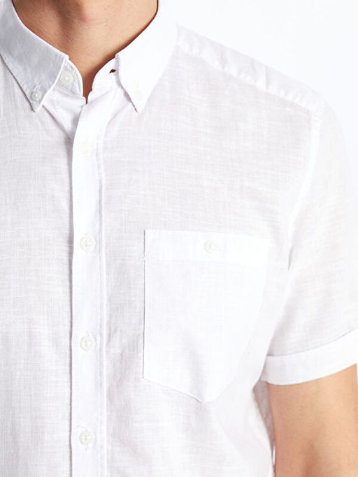 Regular Fit Keten Kar???ml? Erkek G?mlek