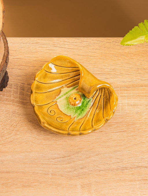 Подставка под благовония «Раковина с жемчужиной», 9×10.5×2 см, керамика, коричневая