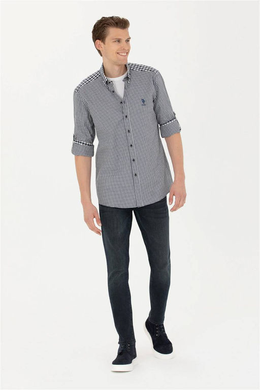 Мужская темно-синяя рубашка с длинным рукавом - U.s. polo assn фото 4