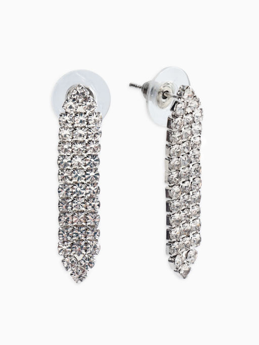 Набор 2 пред-а: серьги, колье со стразами "Лёд" лепестки. d=13,5см, цвет белый в серебре