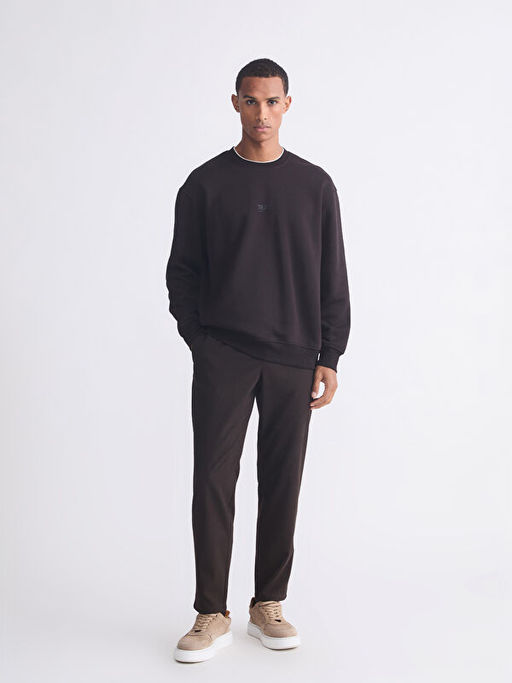 Bisiklet Yaka Erkek Kal?n Sweatshirt