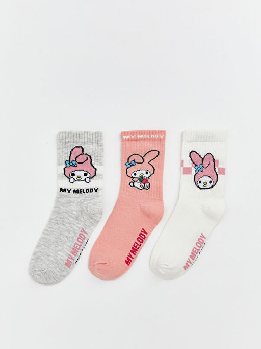 My Melody Desenli K?z ?ocuk Soket ?orap 3l?