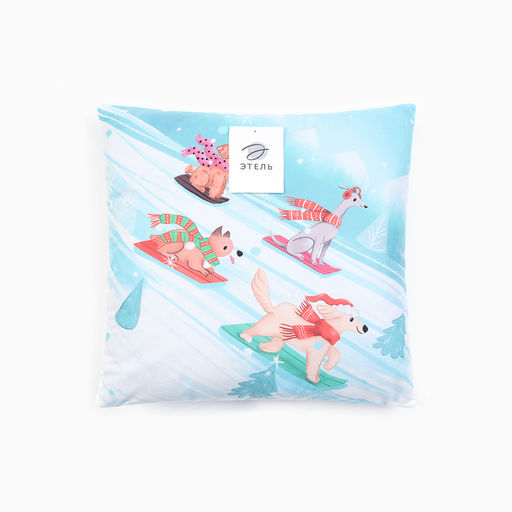 Чехол на подушку Этель Snowboarding dogs 40х40 см, 100% п/э, велюр фото 5