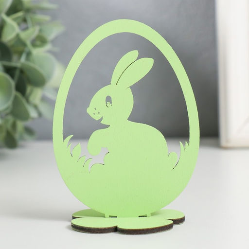 Цена за 4 шт. Декор Пасхальный Кролик 6,5х4,7х9,3 см (набор 2 детали) салатовый