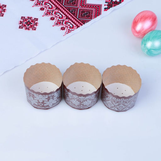 Цена за 20 шт. Форма бумажная для кулича «Кружево серебряное», 60×45 мм, МИКС