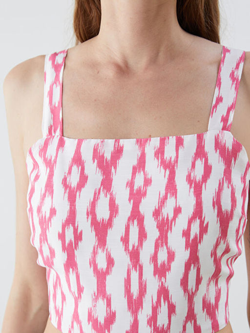 Kare Yaka Desenli Ask?l? Crop