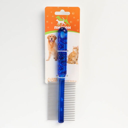 Расчёска для шерсти Пузырьки двухсторонняя, прозрачная, 19,5 х 5,6 см, синяя - Пижон фото 5