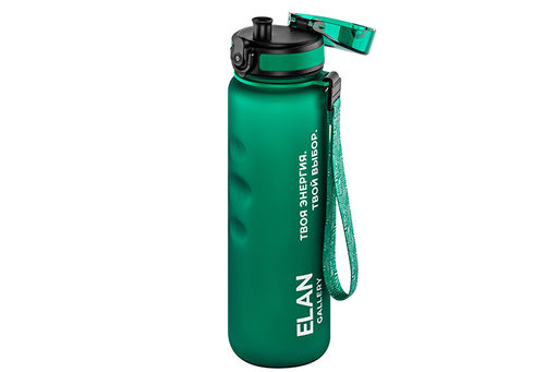 Бутылка для воды 1000 мл 7,8*7,8*28,5 см Style Matte с углубл. д/пальц, темно-зеленая, мотивац. - Elan gallery фото 24