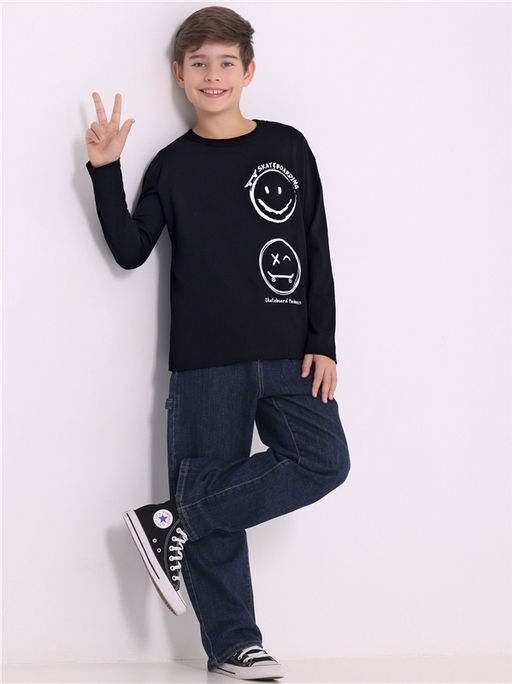 Лонгслив для мальчика Апрель из хлопка черный  фото 4