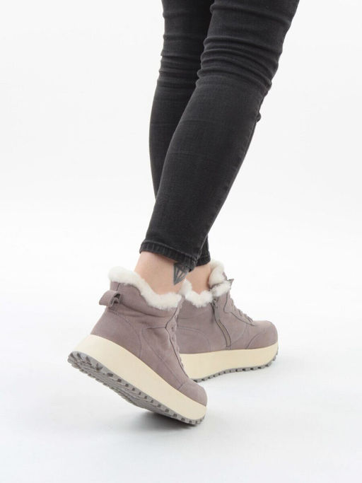 04-PAML08-3Z GRAY Ботинки зимние женские (натуральная замша, 100% шерсть, натуральный мех)